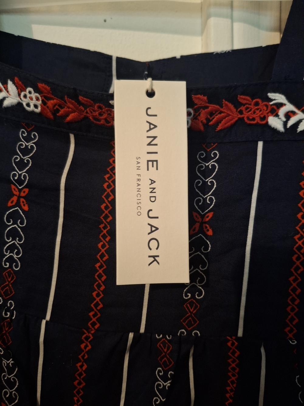 Janie and Jack Navy Embroidered Kids Jumpsuit